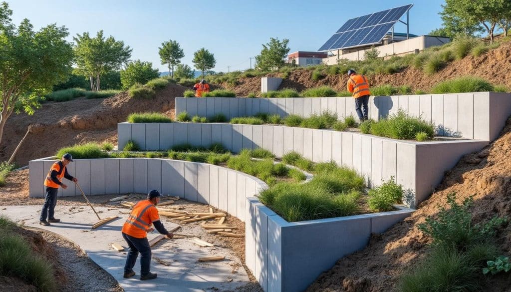 Construire un mur de soutènement innovant sans coffrage classique — free download